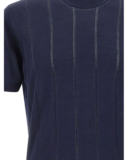 Kangra Blue Ribbed Short-Sleeve Sweater for men