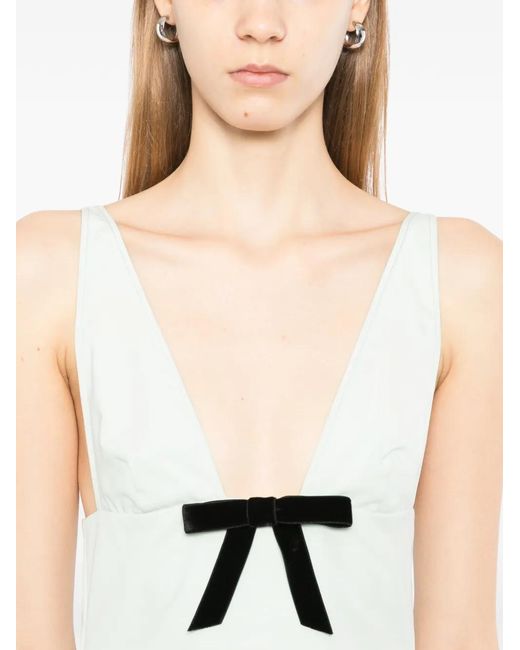 Kiki de Montparnasse White Bow V-Neck Dress