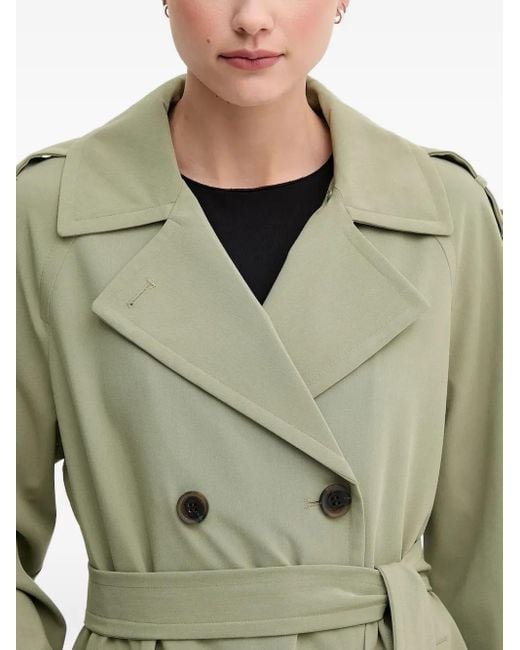 DKNY Green Belted Double-Breasted Trench Coat