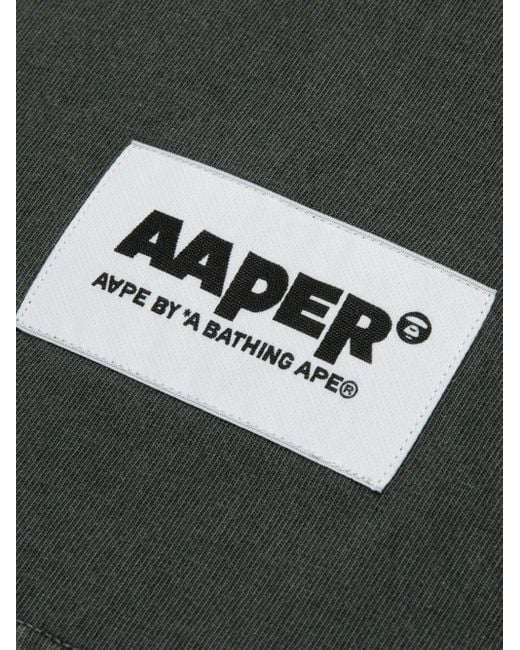 Aape By A Bathing Ape Gray Graphic-Print Cotton T-Shirt for men