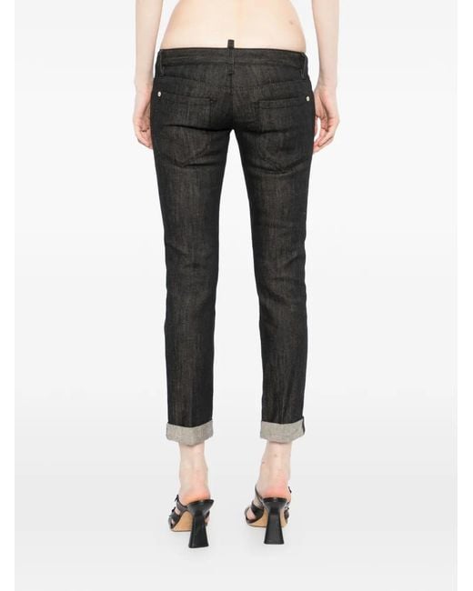 DSquared² Black Turn-Up Jeans