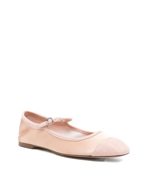 Aeyde Pink Cap-Toe Strap Flat Pumps