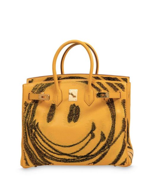 Jay Ahr Yellow Hermès Birkin 35 Smiley Tote Bag