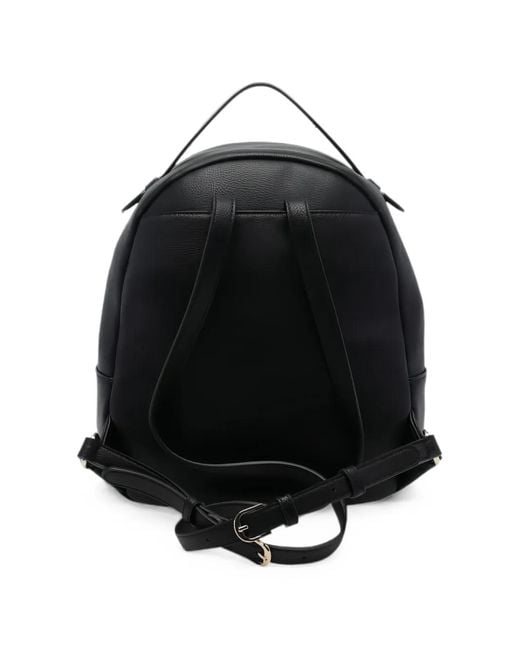 Liu Jo Black Grained Logo-Plaque Backpack