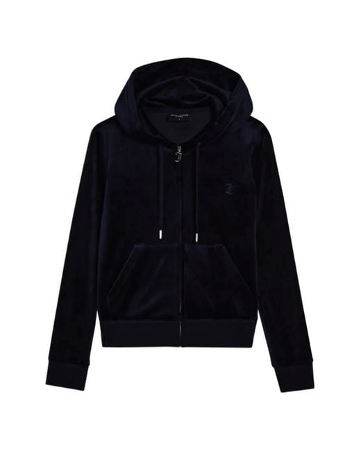 Juicy Couture Blue Robertson Velvet-Texture Hoodie