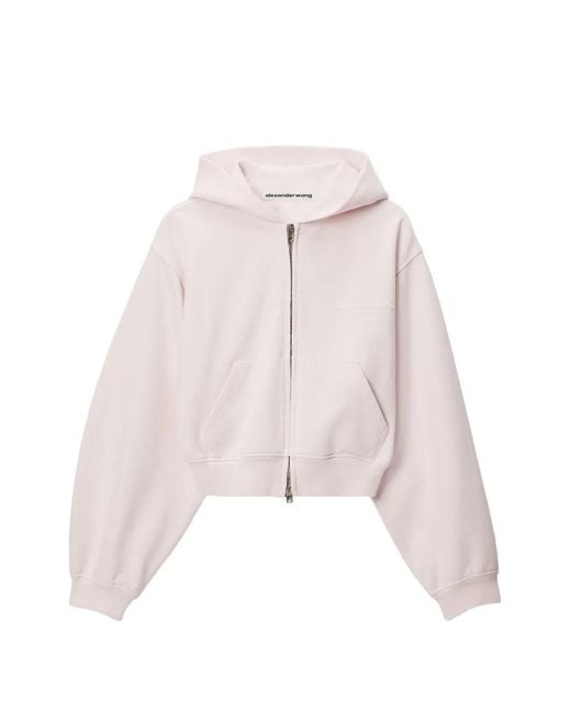 Alexander Wang Pink Zip-Up Hoodie W/ Logo Print
