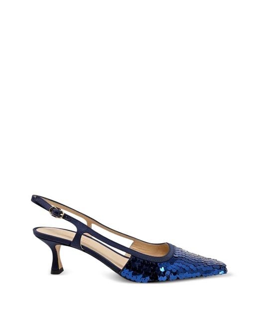 Roberto Festa Blue Siviglia Sequin-Embellished Snip-Toe Slingback Pumps