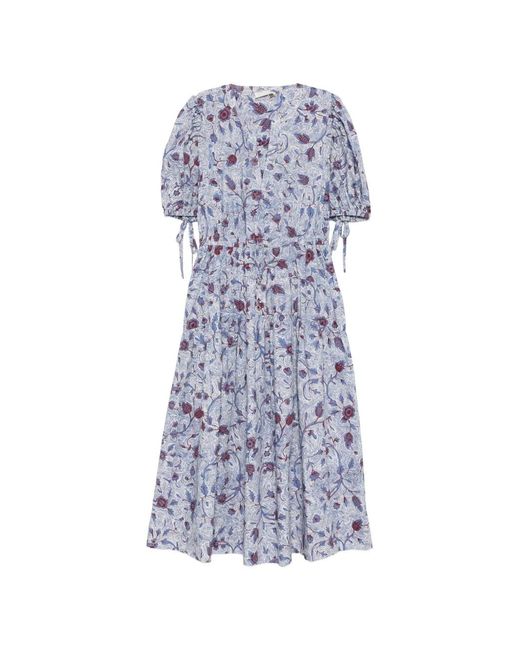 Ulla Johnson Blue Adriana Gathered Floral Midi Dress