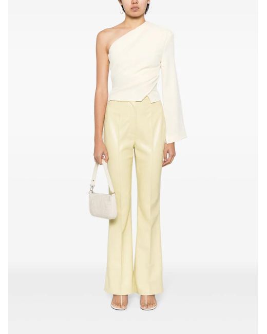 Nanushka Yellow Leena Faux-Leather Flared Trousers