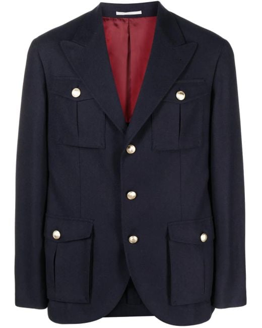 Brunello Cucinelli Blue Deconstructed Jacket for men