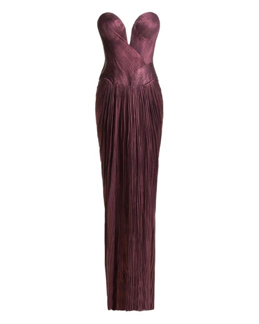 Maria Lucia Hohan Purple Andora Pleated Strapless Gown