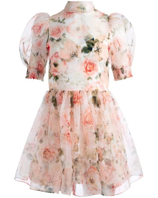 Alice + Olivia Vernita Floral-print Dress in Pink | Lyst