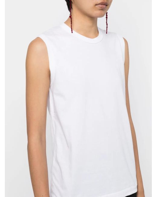 Comme des Garçons White Crew Neck Cotton Vest Top
