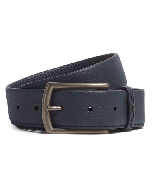 Zegna Blue Leather Buckle-fastening Belt for men