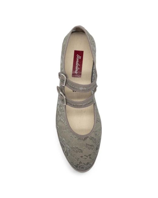 Gondolina White Pulcinella Lace-Mesh Ballet Flats