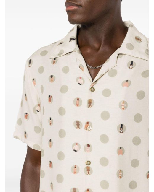 Amir Slama Natural Graphic-print Linen-blend Shirt for men