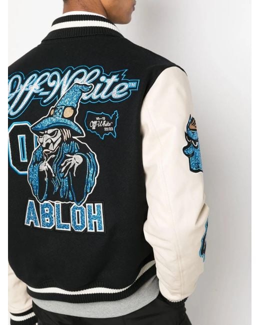 Off-White c/o Virgil Abloh Off Whitetm Black/ivory Bomber Jacket With Patches for men