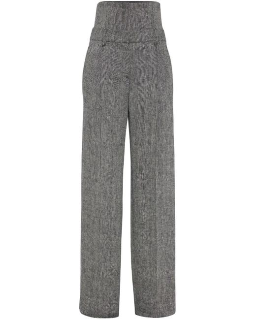 Pantalon taille-haute à motif de chevrons Brunello Cucinelli en coloris Gray