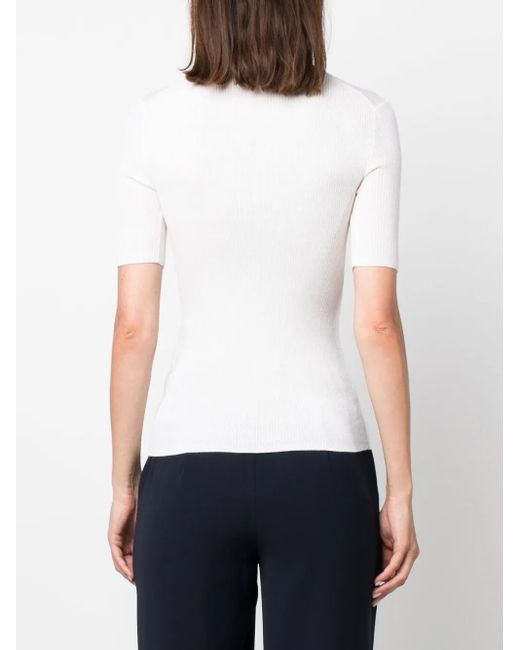 P.A.R.O.S.H. White Ribbed-Knit Wool T-Shirt