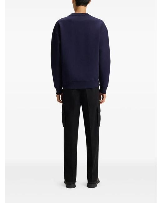 HUGO Blue Logo-Plaque Sweatshirt for men