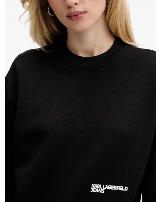 Karl Lagerfeld Black Logo Crew-Neck Sweatshirt