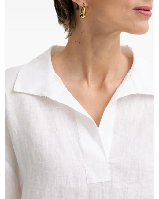 ARMANI EXCHANGE White Linen Poplin Long-Sleeve Shirt