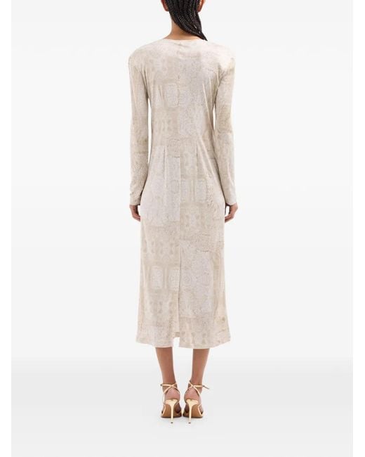 Pierre Louis Mascia White Febo Paisley-Pattern Midi Dress