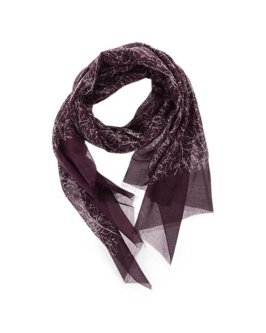 Corneliani Purple Logo-Print Tree-Pattern Scarf for men