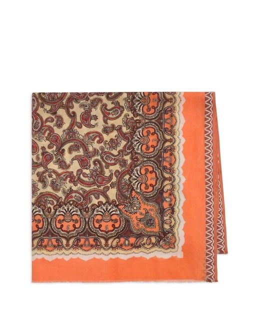 Maliparmi Orange Collection Print Fringed Scarf