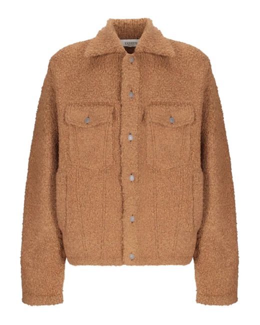 Laneus Brown Textured Button-Fastening Shirt Jacket for men