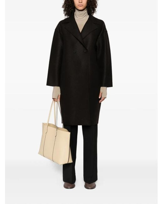 Harris Wharf London Black Double-Breasted Wool Coat