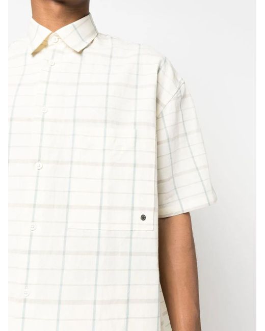 Etudes Studio White Plaid-Check Print Shirt for men