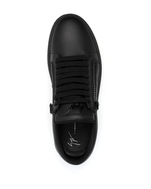 Giuseppe Zanotti Black Side-zip Leather Low-top Sneakers for men