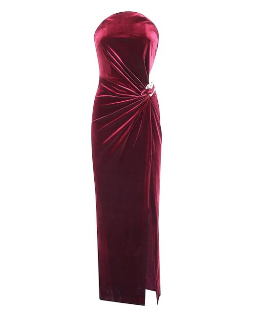 Self-Portrait Purple Velvet Bandeau Maxi Dress