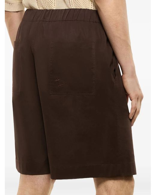 Laneus Purple Elasticated-Waist Patch-Pocket Bermuda Shorts for men