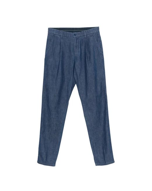 Aspesi Blue Pleated-Detail Trousers for men