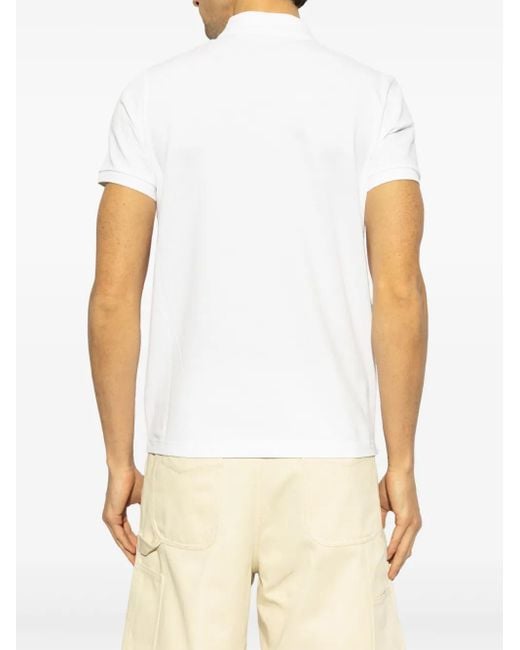 Moncler White Logo Cotton Polo Shirt for men