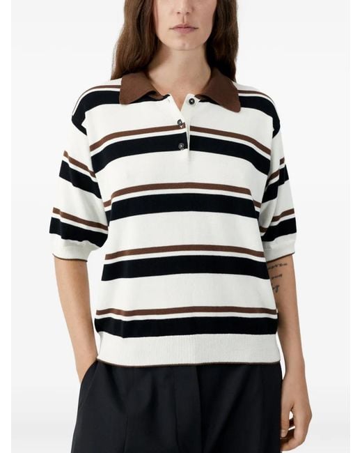 Cordera Black Striped Polo Top