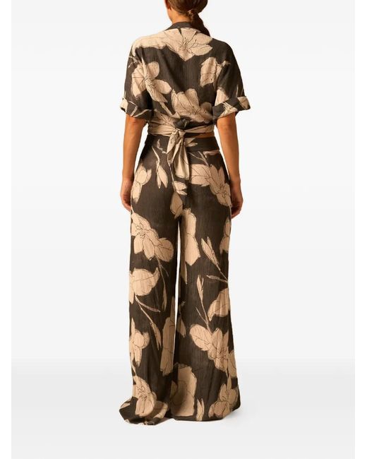 JBQ Natural Floral-Print Trousers