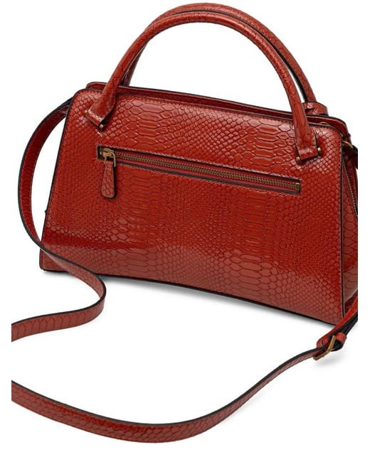 Guess Red Georgina Python-Effect Tote Bag