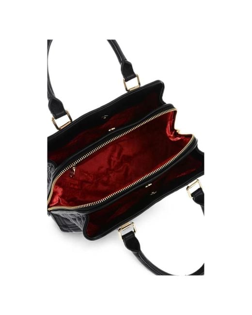 Moschino Black Quilted Logo-Plaque Tote Bag