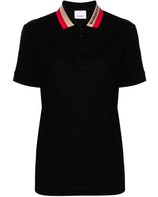 Burberry Black Poloshirt mit Intarsien-Motiv