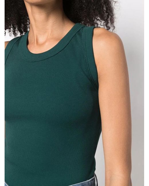 Styland Green Ribbed-Knit Vest Top