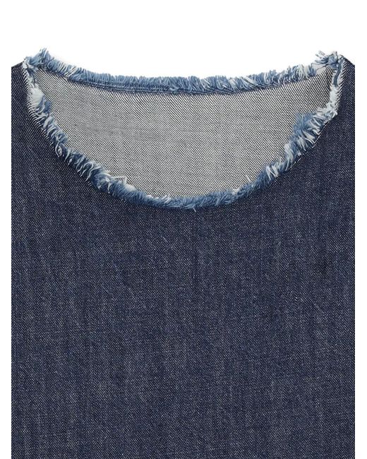 Fortela Blue Fringed-Detail T-Shirt Mini Dress