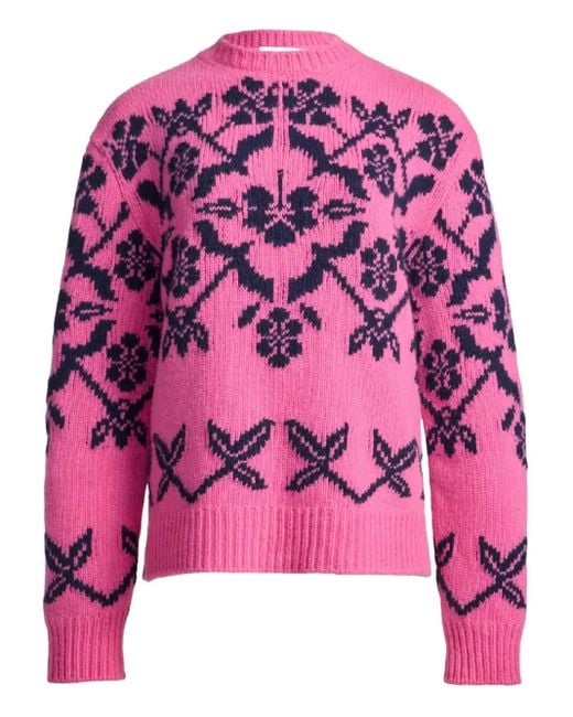 High Sport Pink Georgia Patterned-Intarsia Jumper