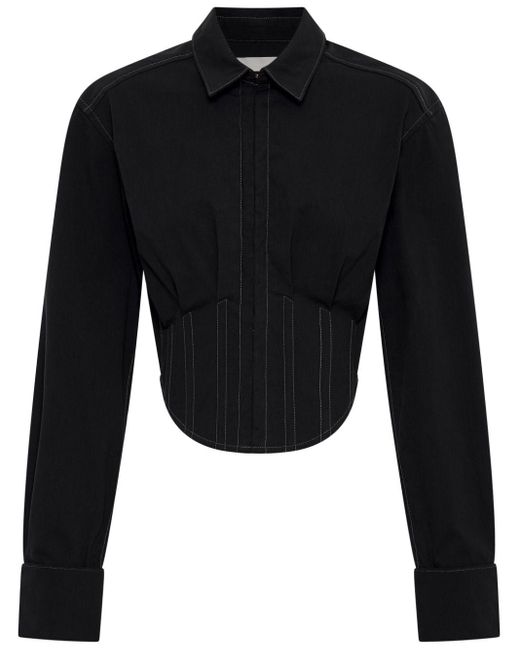Dion Lee Black Cropped Corset-style Shirt