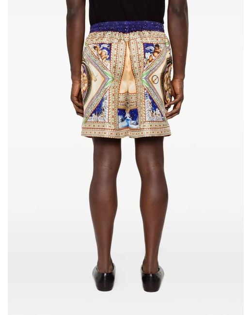 Casablanca White Print Drawstring Shorts for men