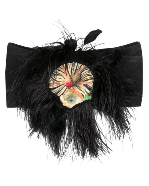 Cynthia Rowley Black Feather-embellished Bandeau Top