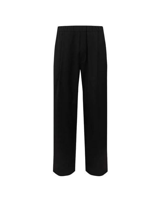 Laneus Black Tapered-Fit Wool Trousers for men