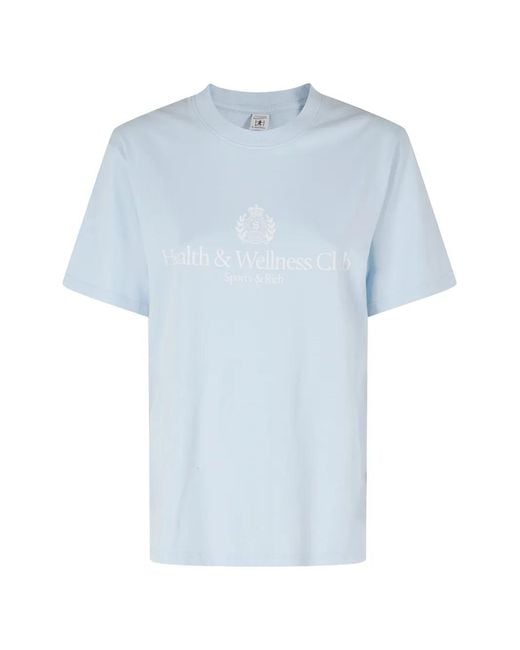 Sporty & Rich Blue Logo-Print T-Shirt